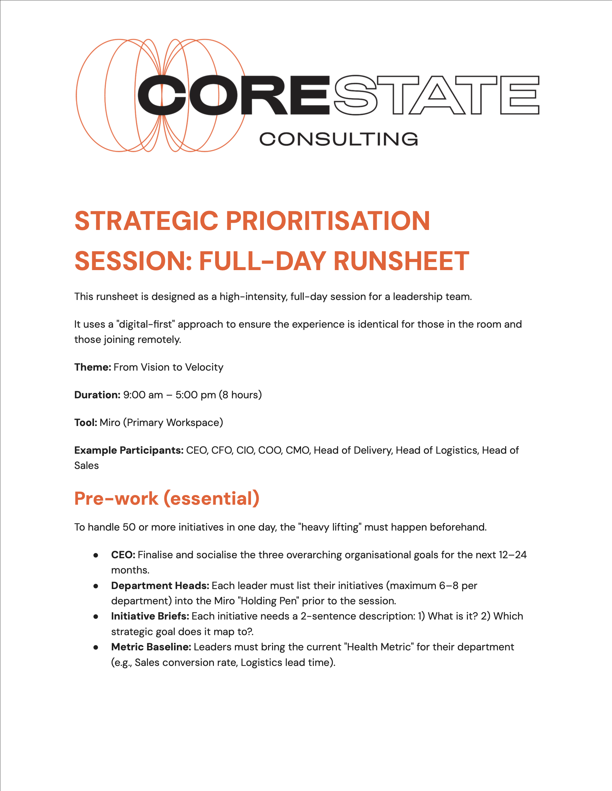 Strategic Prioritisation Runsheet